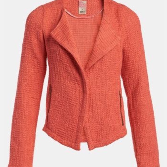 Go Make Noise Coral Tweed Moto Blazer - Picture 1 of 7